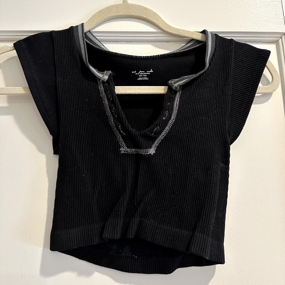 Out from under blank cropped top